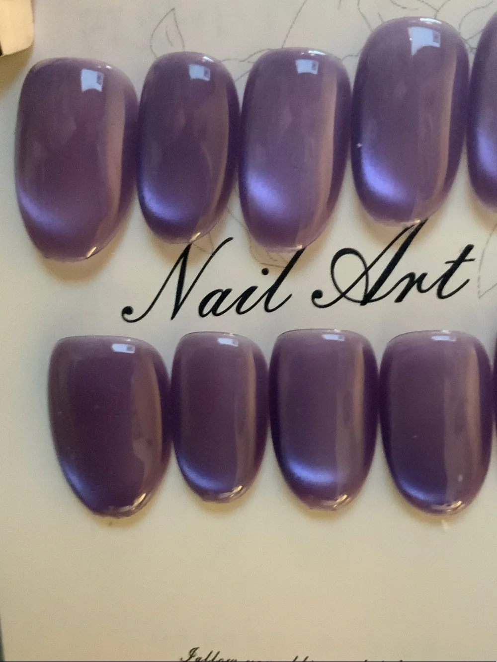 Custom Made L Short Shimmery Purple Cat’s Eye nail set